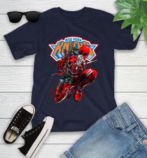 NBA Deadpool Marvel Comics Sports Basketball New York Knicks Youth T-Shirt 3