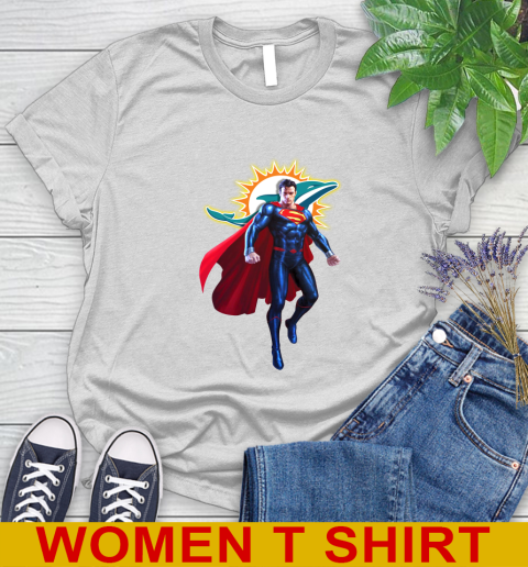 NFL Superman DC Sports Football Miami Dolphins Women's T-Shirt
