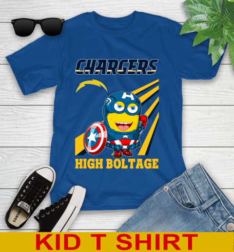 NFL Football Los Angeles Chargers Captain America Marvel Avengers Minion Shirt Youth T-Shirt 10