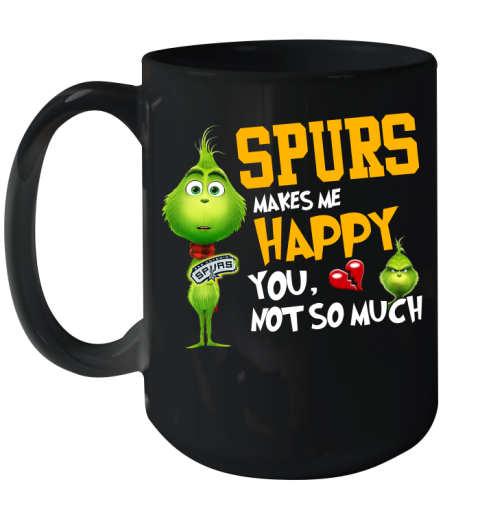 NBA San Antonio Spurs Makes Me Happy You Not So Much Grinch Basketball Sports Ceramic Mug 15oz