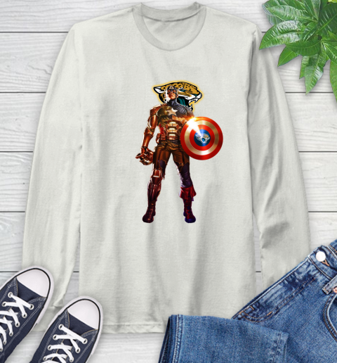 NFL Captain America Marvel Avengers Endgame Football Sports Jacksonville Jaguars Long Sleeve T-Shirt 12