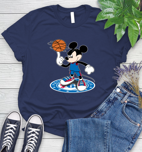 NBA Basketball Philadelphia 76ers Cheerful Mickey Disney Shirt Women's T-Shirt 12