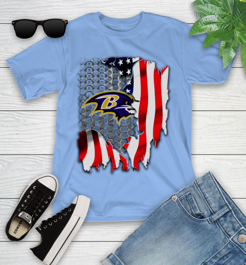 Baltimore Ravens NFL Football American Flag Youth T-Shirt 15