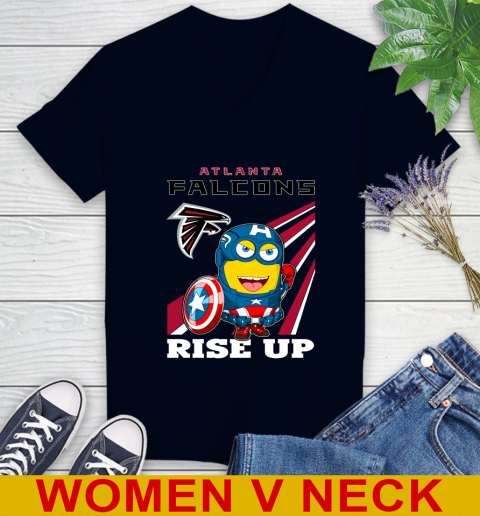 NFL Football Atlanta Falcons Captain America Marvel Avengers Minion Shirt Women's V-Neck T-Shirt 2