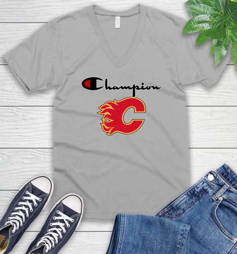 NHL Hockey Calgary Flames Champion Shirt V-Neck T-Shirt 2