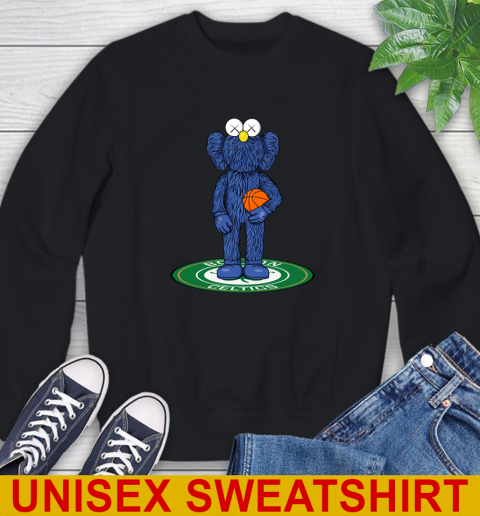 NBA Basketball Boston Celtics Kaws Bff Blue Figure Shirt Sweatshirt - Image 3