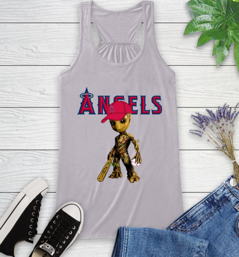 MLB Los Angeles Angels Groot Guardians Of The Galaxy Baseball Racerback Tank 5