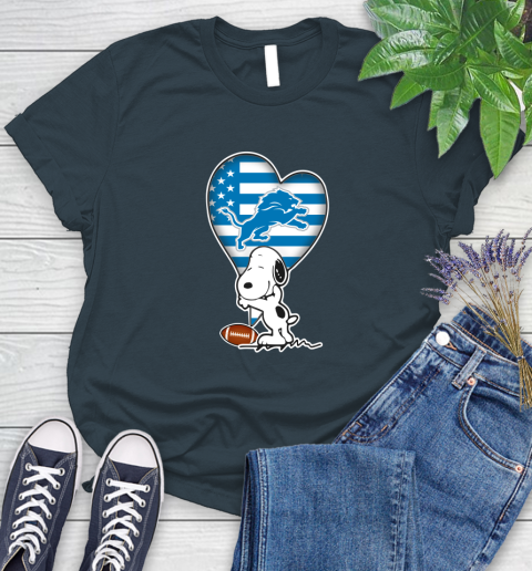 Detroit Lions NFL Football The Peanuts Movie Adorable Snoopy Women's T-Shirt 8