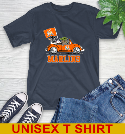 MLB Baseball Miami Marlins Darth Vader Baby Yoda Driving Star Wars Shirt T-Shirt 4