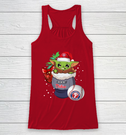 Philadelphia Phillies Christmas Baby Yoda Star Wars Funny Happy MLB Racerback Tank 5