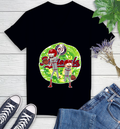 MLB Washington Nationals Rick And Morty Baseball Sports Women's V-Neck T-Shirt 2