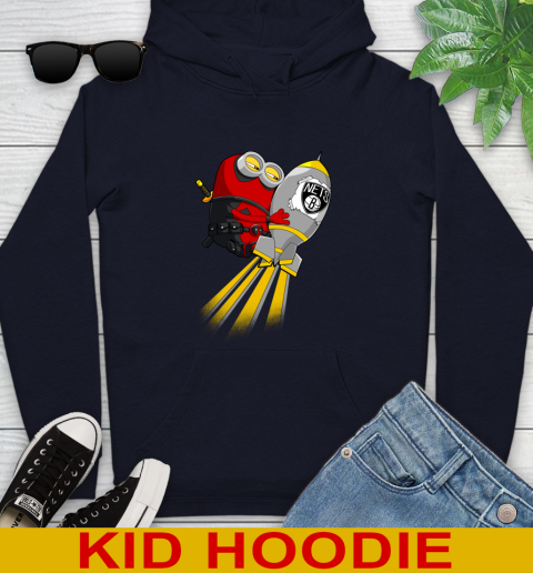NBA Basketball Brooklyn Nets Deadpool Minion Marvel Shirt Youth Hoodie 3