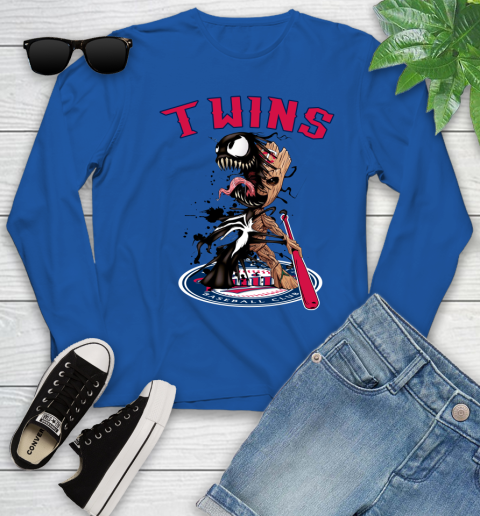 MLB Minnesota Twins Baseball Venom Groot Guardians Of The Galaxy Youth Long Sleeve 9