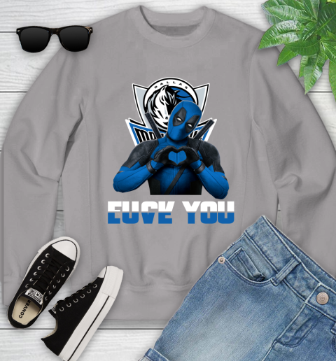 NBA Dallas Mavericks Deadpool Love You Fuck You Basketball Sports Youth Sweatshirt 3