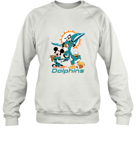 Mickey Donald Goofy The Three Miami Dolphins Football Sweatshirt