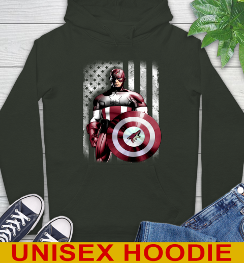 Arizona Coyotes NHL Hockey Captain America Marvel Avengers American Flag Shirt Hoodie 12
