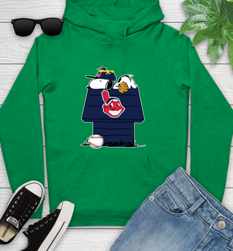 MLB Cleveland Indians Snoopy Woodstock The Peanuts Movie Baseball T Shirt Youth Hoodie 7