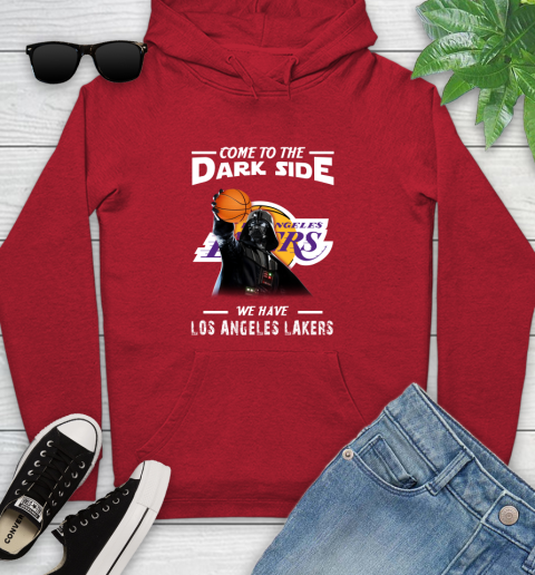 NBA Come To The Dark Side We Have Los Angeles Lakers Star Wars Darth Vader Basketball Youth Hoodie 12