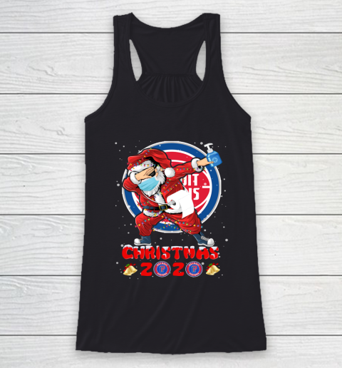 Detroit Pistons Funny Santa Claus Dabbing Christmas 2020 NBA Racerback Tank