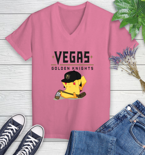 NHL Pikachu Hockey Sports Vegas Golden Knights Women's V-Neck T-Shirt 13