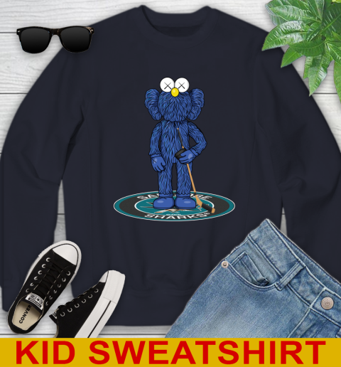 NHL Hockey San Jose Sharks Kaws Bff Blue Figure Shirt Youth Sweatshirt 4 NHL Hockey San Jose Sharks Kaws Bff Blue Figure Shirt Youth Sweatshirt - Image 4