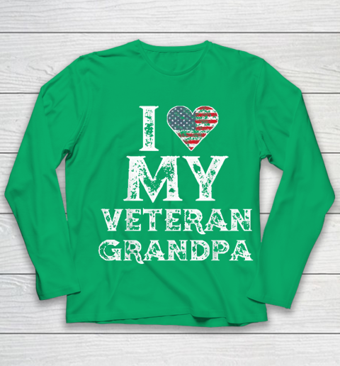 I Love My Veteran Grandpa Vintage Veteran's Day Youth Long Sleeve 4