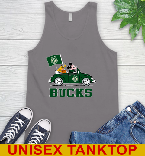 NBA Basketball Milwaukee Bucks Pluto Mickey Driving Disney Shirt Tank Top 7