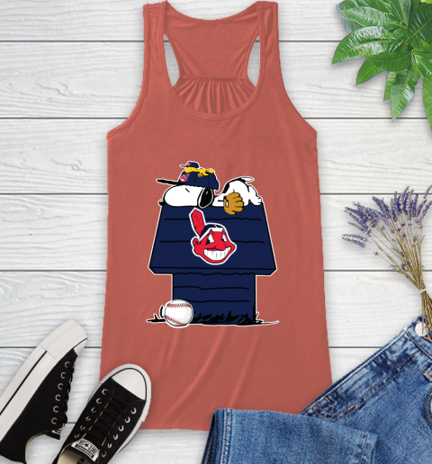 MLB Cleveland Indians Snoopy Woodstock The Peanuts Movie Baseball T Shirt Racerback Tank 4