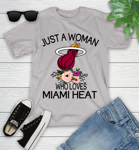NBA Just A Woman Who Loves Miami Heat Basketball Sports Youth T-Shirt 10