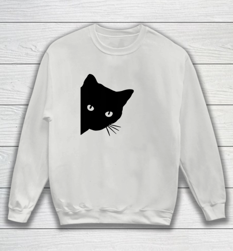 Black Cat Face Watching Funny Cat Halloween Gifts Cat Lovers T Shirt.QZSPTYUYC4 Sweatshirt 3