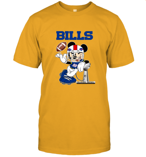 odaz nfl buffalo bills mickey mouse disney super bowl football t shirt long sleeve jersey t shirt 60 front gold