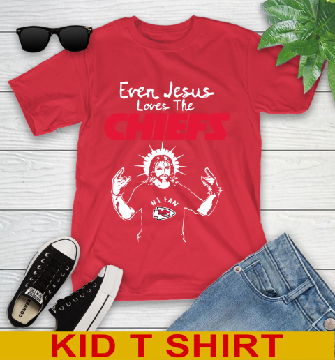 Kansas City Chiefs NFL Football Even Jesus Loves The Chiefs Shirt Youth T-Shirt 11