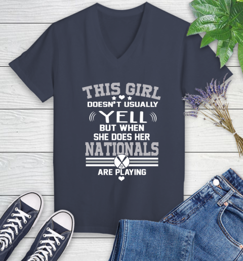 Washington Nationals MLB Baseball I Yell When My Team Is Playing Women's V-Neck T-Shirt 12