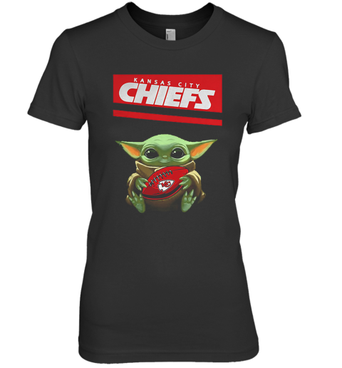Baby Yoda Hug Kansas City Chiefs Ball Logo Star Wars Premium Women's T-Shirt
