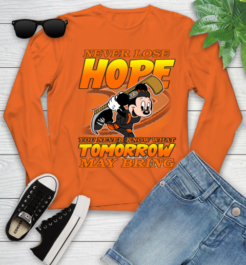 Anaheim Ducks NHL Hockey ootball Mickey Disney Never Lose Hope Youth Long Sleeve 3