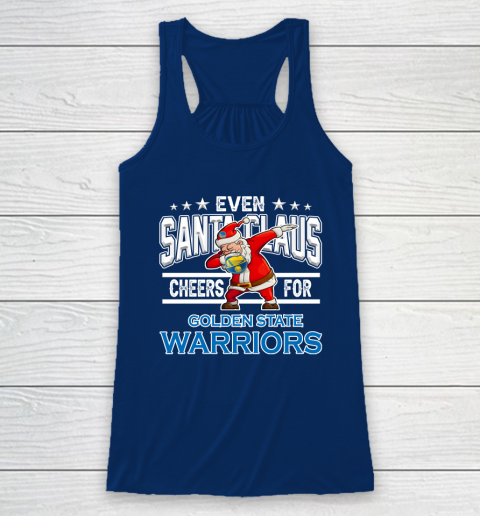 Golden State Warriors Even Santa Claus Cheers For Christmas NBA Racerback Tank 6
