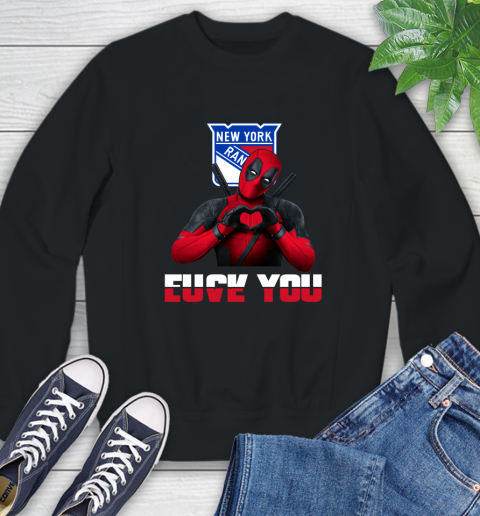 NHL New York Rangers Deadpool Love You Fuck You Hockey Sports Sweatshirt