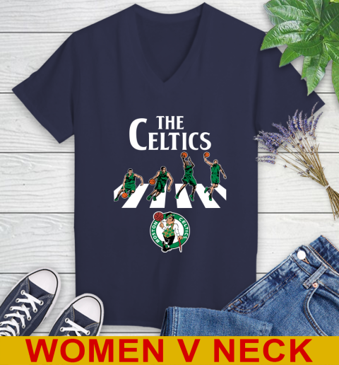 NBA Basketball Boston Celtics The Beatles Rock Band Shirt Women's V-Neck T-Shirt 12