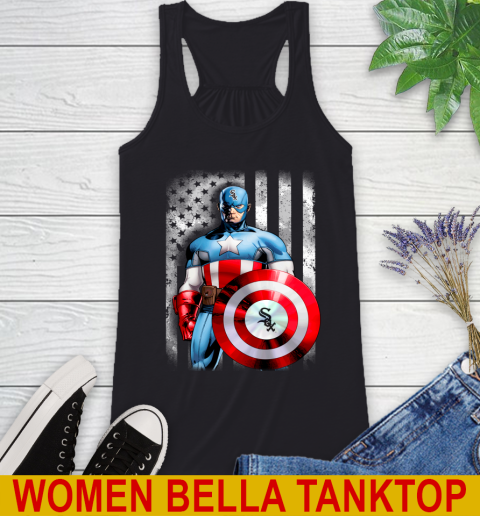 Chicago White Sox MLB Baseball Captain America Marvel Avengers American Flag Shirt Racerback Tank