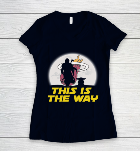 Miami Heat NBA Basketball Star Wars Yoda And Mandalorian This Is The Way Women's V-Neck T-Shirt 2