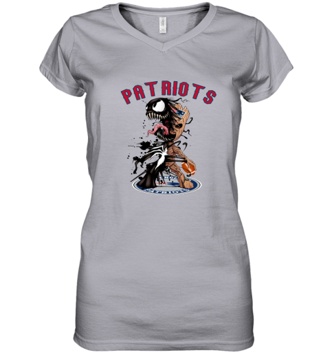 NFL New England Patriots Football Venom Groot Guardians Of The Galaxy UFL1qLvMDYL women v neck t shirt 39 95 151514 front sport grey