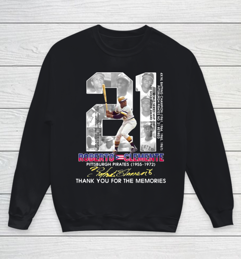 Roberto Clemente Signature Thank You For The Memories Youth Sweatshirt