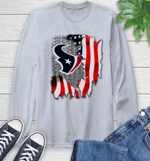 Houston Texans NFL Football American Flag Long Sleeve T-Shirt 6