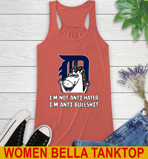 Detroit Tigers MLB Baseball Unicorn I'm Not Anti Hater I'm Anti Bullshit Racerback Tank - Image 5