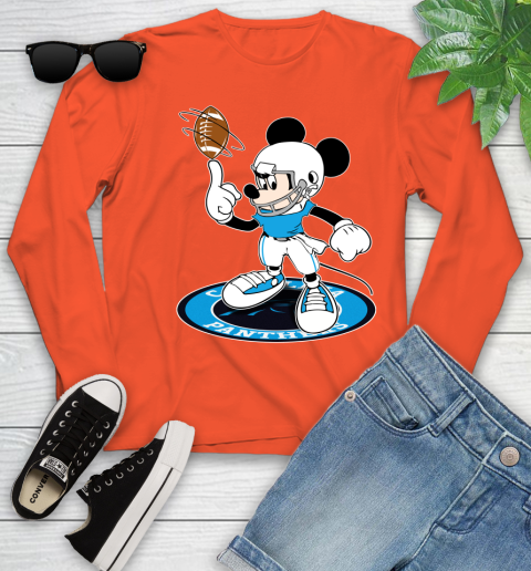 NFL Football Carolina Panthers Cheerful Mickey Disney Shirt Youth Long Sleeve 4