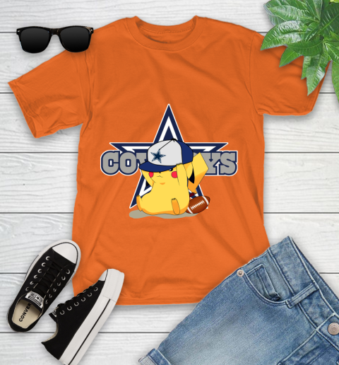 NFL Pikachu Football Sports Dallas Cowboys Youth T-Shirt 7