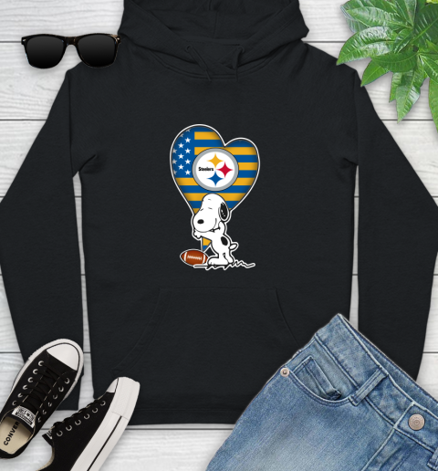 Pittsburgh Steelers NFL Football The Peanuts Movie Adorable Snoopy Youth Hoodie 2