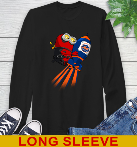 MLB Baseball New York Mets Deadpool Minion Marvel Shirt Long Sleeve T-Shirt