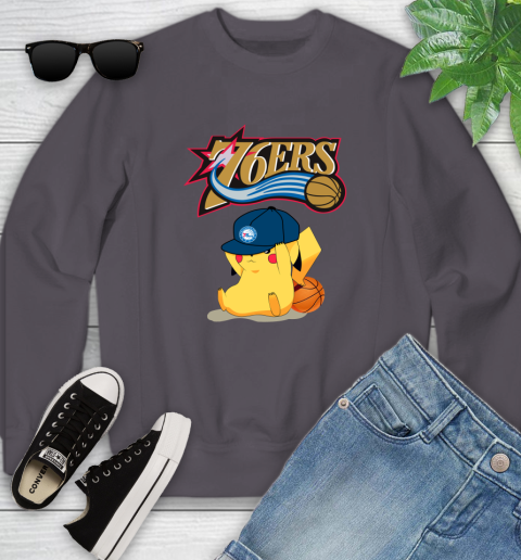 NBA Pikachu Basketball Sports Philadelphia 76ers Youth Sweatshirt 6