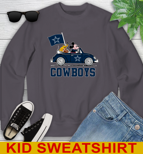 NFL Football Dallas Cowboys Pluto Mickey Driving Disney Shirt Youth Sweatshirt 6